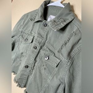 Green Denim Cropped Jacket